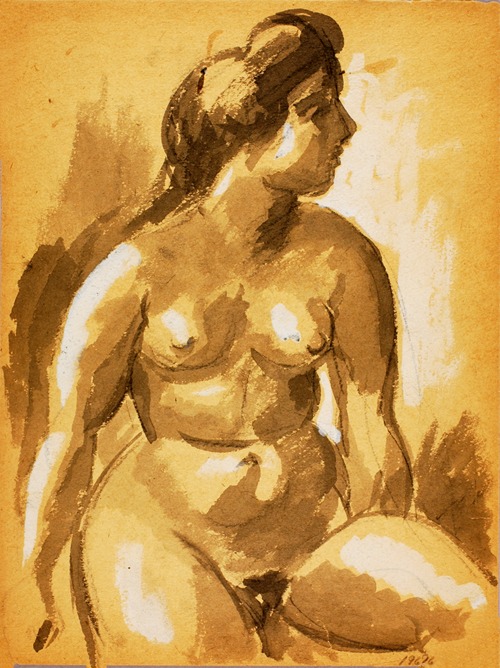 Seated Female Nude By Carl Newman Artvee