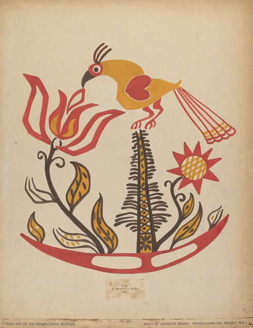 Drawing for Plate 14 – From the Portfolio Folk Art of Rural Pennsylvania