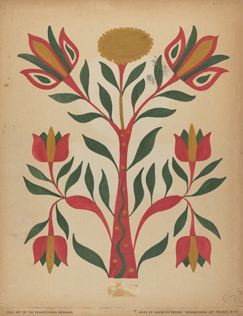 Drawing for Plate 7 – From Portfolio Folk Art of Rural Pennsylvania