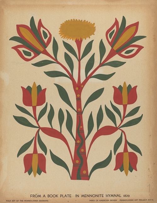 Drawing for Plate 7 – From Portfolio Folk Art of Rural Pennsylvania