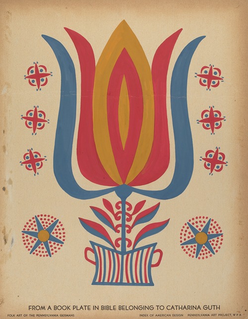 Drawing for Plate 9 – From the Portfolio Folk Art of Rural Pennsylvania