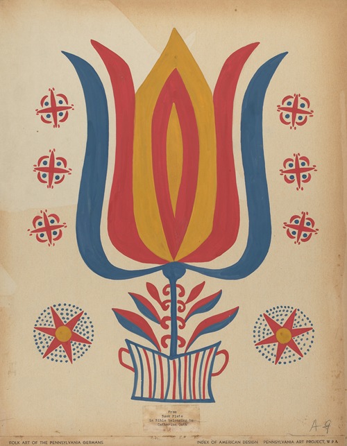 Drawing for Plate 9 – From the Portfolio Folk Art of Rural Pennsylvania