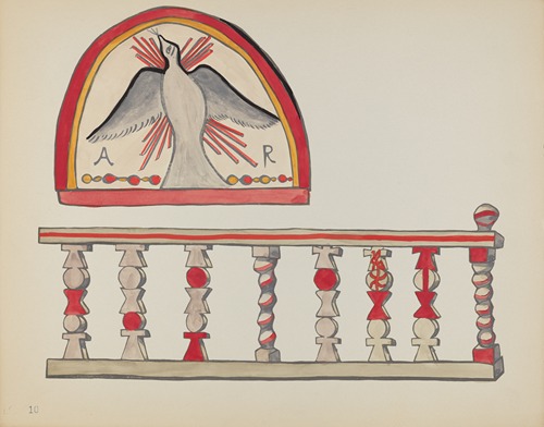 Plate 10 – Holy Ghost Lunette & Altar Rail, Chimayo – From Portfolio Spanish Colonial Designs of New Mexico