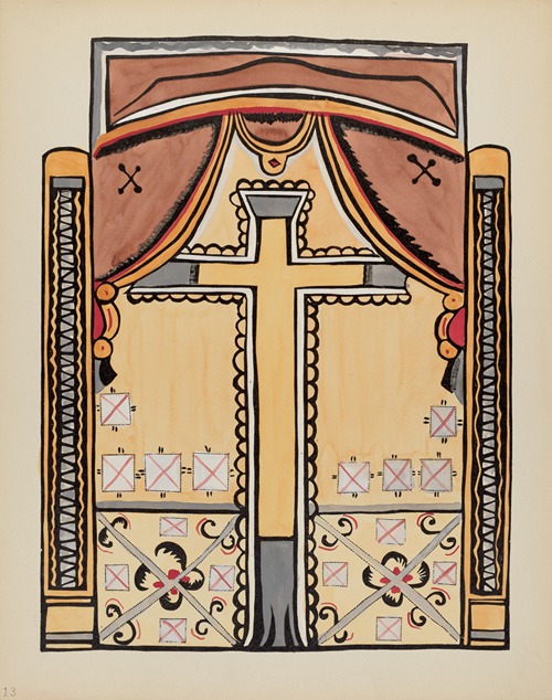 Plate 13 – Design with Cross – From Portfolio Spanish Colonial Designs of New Mexico