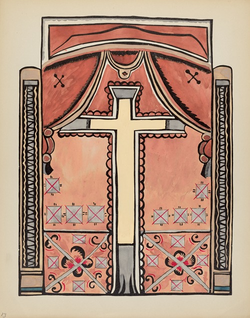 Plate 13 – Design with Cross – From Portfolio Spanish Colonial Designs of New Mexico