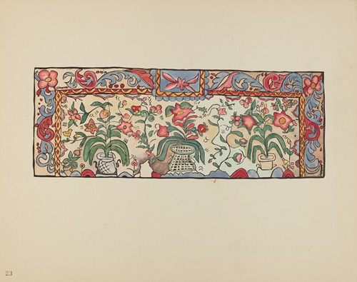 Plate 23 – Painting on Buckskin – From Portfolio Spanish Colonial Designs of New Mexico
