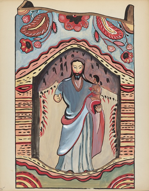 Plate 35 – Saint Joseph in Wooden Niche – From Portfolio Spanish Colonial Designs of New Mexico