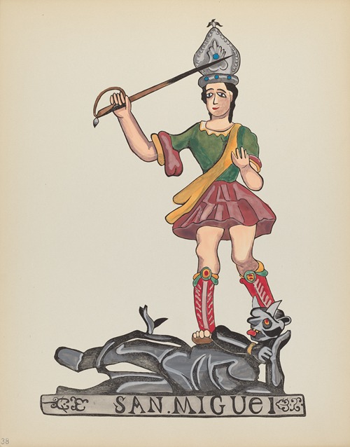 Plate 38 – Saint Michael – From Portfolio Spanish Colonial Designs of New Mexico
