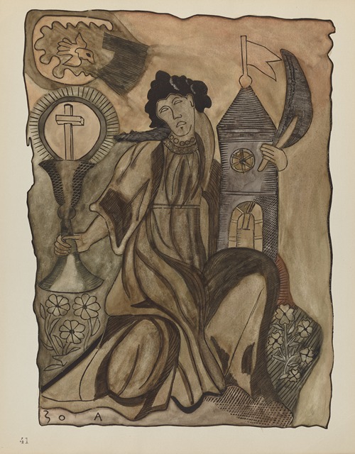 Plate 41 – Saint Barbara – From Portfolio Spanish Colonial Designs of New Mexico