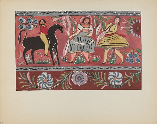 Plate 42 – Painted Chest Design – From Portfolio Spanish Colonial Designs of New Mexico