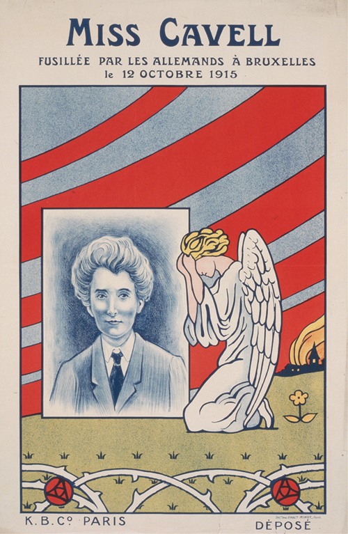 Miss Cavell fusillée par les Allemands à Bruxelles le 12 octobre 1915