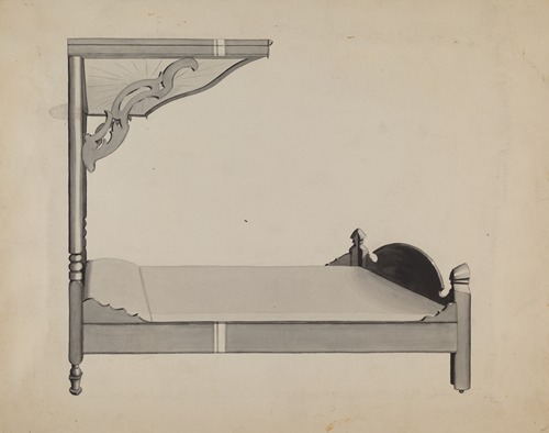 Half-canopy Carved Bed