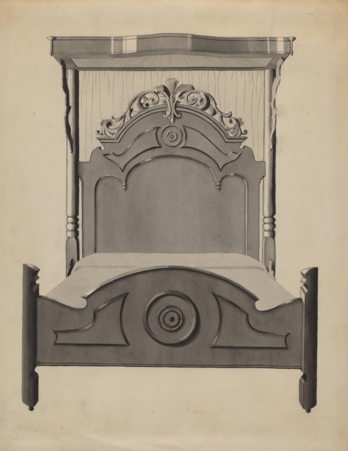 Half-canopy Carved Bed