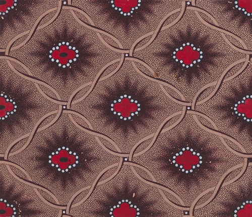 Textile Design with Vertical Vermicular Strips of Pearls Separated by Chevron Stripes