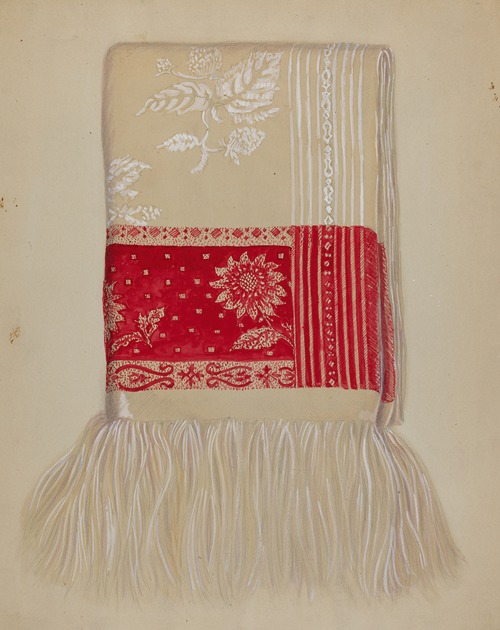 Linen – Red Border with Sunflower