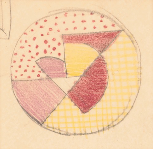 Miscellaneous small sketches for inlaid table tops.] [Design with circular and geometric motif