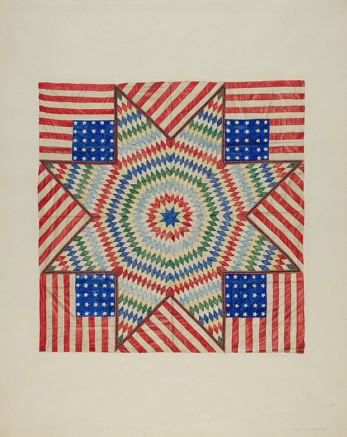 Star and Flag Design Quilt