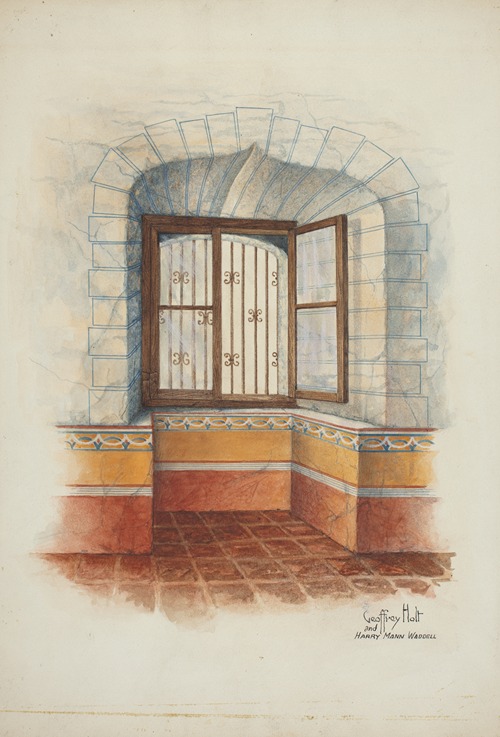Restoration Drawing – Wall Painting Around Window, with Grille