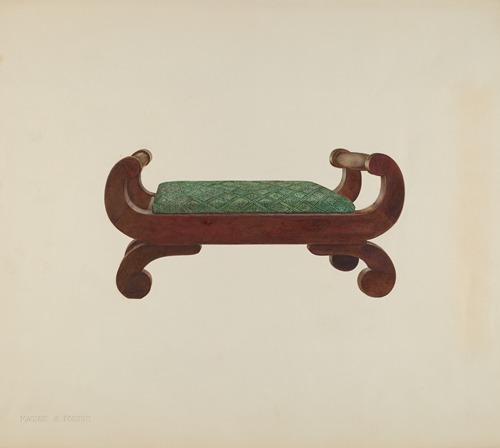 Foot Stool – Mahogany with Horse Hair Covering