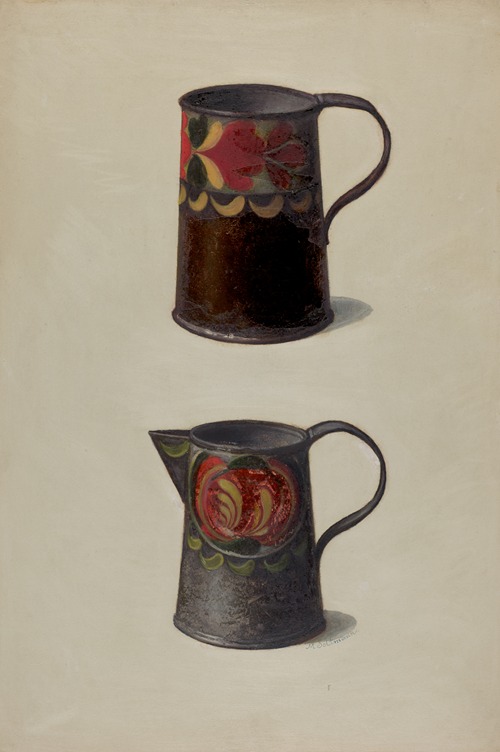 Tin Cup and Pitcher