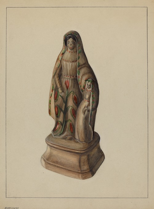Pa. German Chalkware Mother and Child