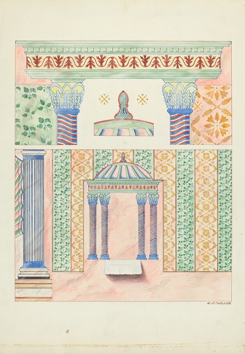 Details of Wall Paintings, Side Wall of Sanctuary