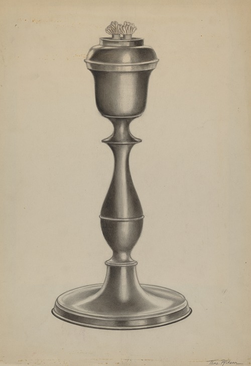 Pewter Lard Oil Lamp