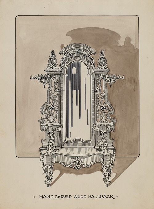 Carved Walnut Hall Rack