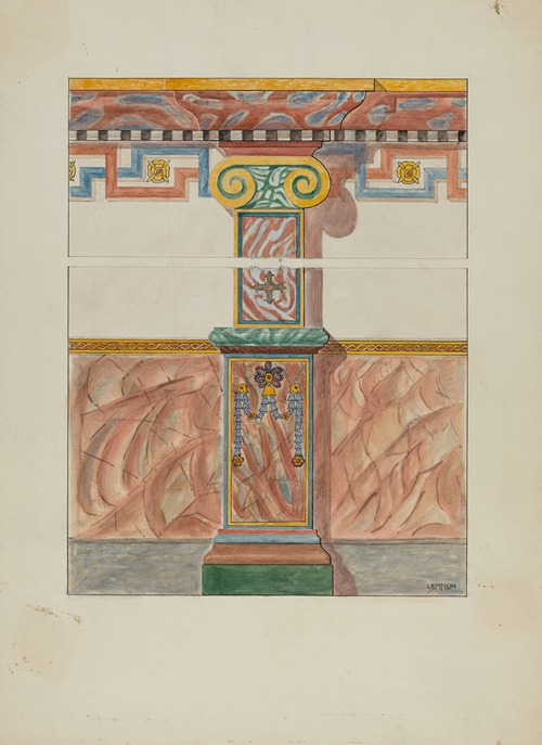 Painted Wall Decoration, Detail of Pilaster