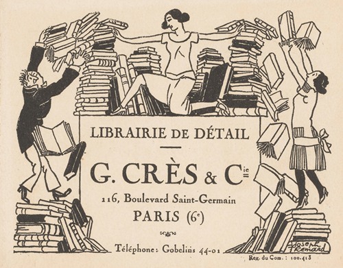 Visitekaartje Van Boekhandel G. Crès & Cie Te Parijs