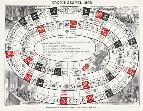 Kroningsspel 1898 – Gratis premie bij den scheurkalender ‘voor ‘t jonge volksje 1898.’