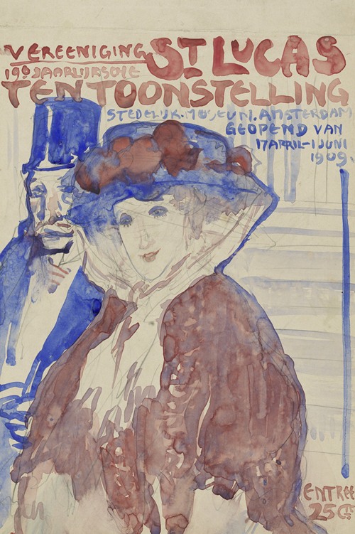 Ontwerp voor de afiche van de 19e jaarlijkse Tentoonstelling van Vereening St. Lukas in het Stedelijk Museum te Amsterdam