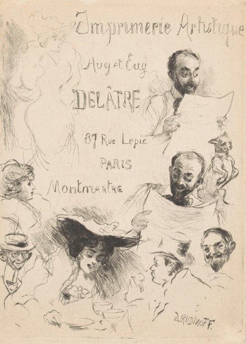 Visitekaartje van drukker Eugène Delâtre te Parijs