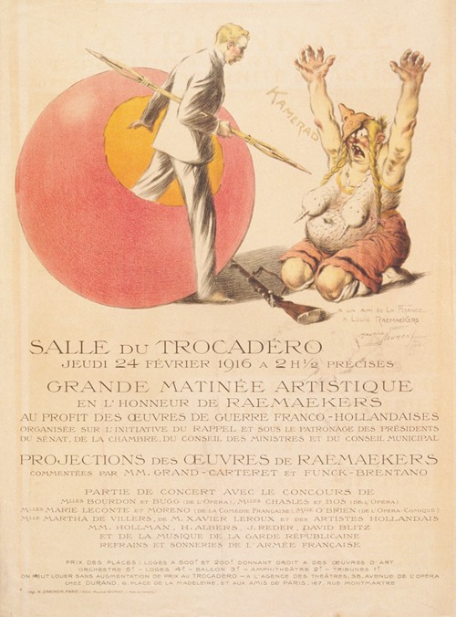Salle du Trocadéro . . . Grande matinée artistique en l’honneur de Raemaekers