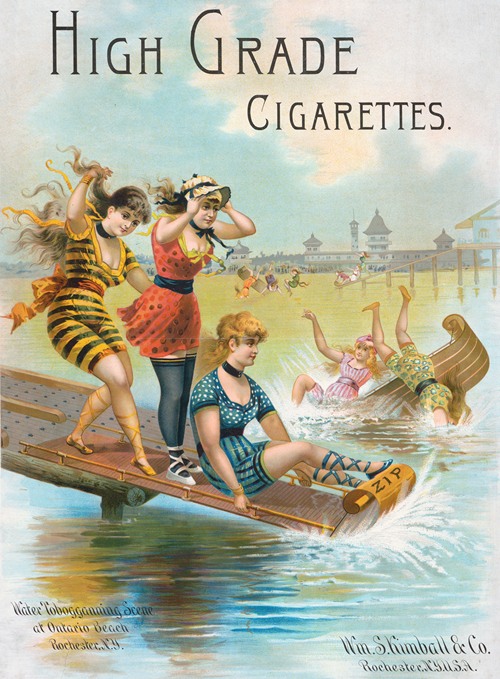High grade cigarettes, water tobagganning scence at Ontario Beach, Rochester, NY (1880)