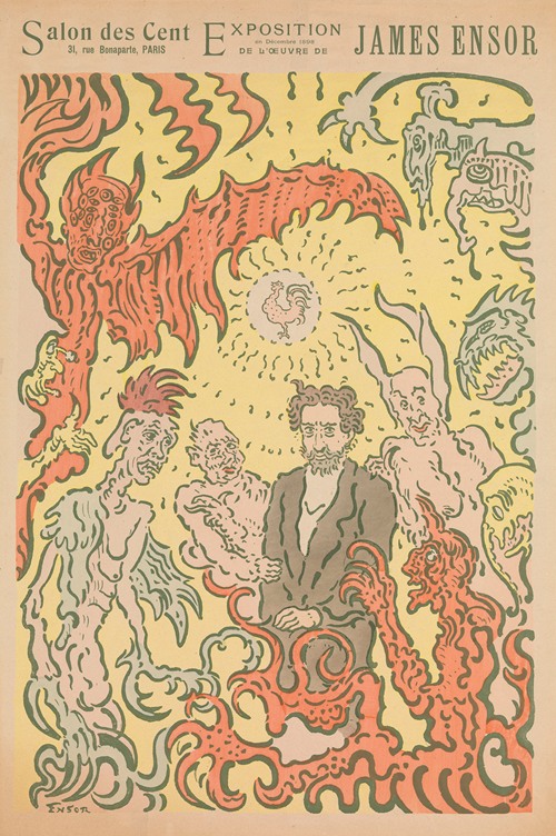 Demons Teasing Me; Poster for the James Ensor Exhibition at the Salon des Cent in Paris (1898)