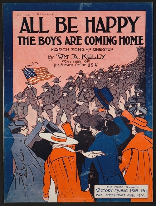 All be happy the boys are coming home march song and one-step