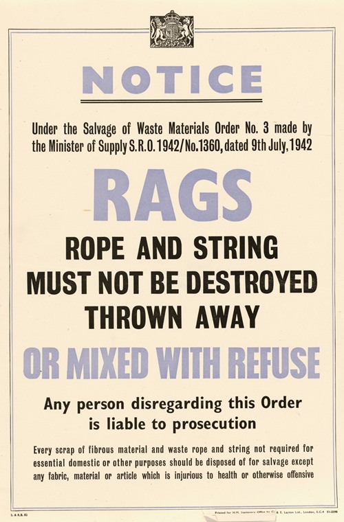 Rags Rope and String Must Not be Destroyed Thrown Away or Mixed With Refuse