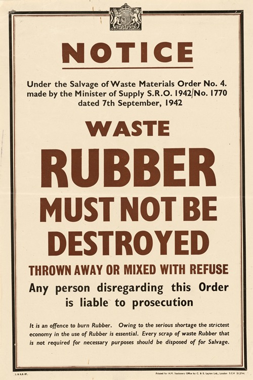 Waste Rubber Must Not be Destroyed Thrown Away or Mixed With Refuse