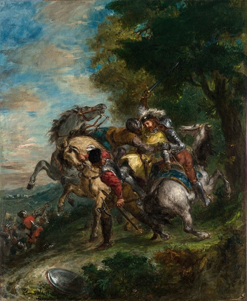 Eugène Delacroix, Moroccan Horseman Crossing a Ford (1850)