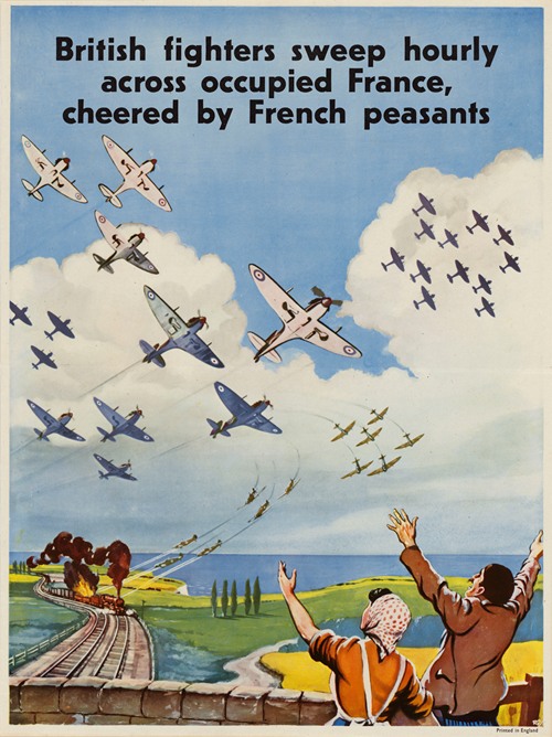British Fighters Sweep Hourly Across Occupied France, Cheered by French Peasants