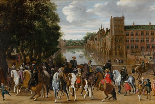 The Princes of Orange and their Families on Horseback, Riding Out from The Buitenhof, The Hague