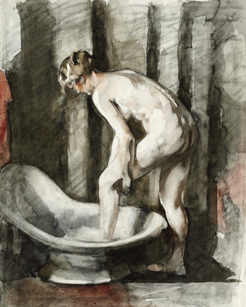 Naakte vrouw, in bad stappend (1870 - 1923)