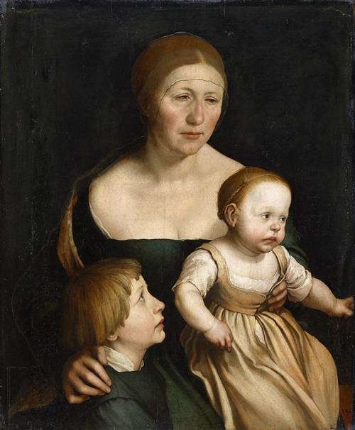 Portrait Of The Artist’s Wife With The Two Oldest Children, Around 1528