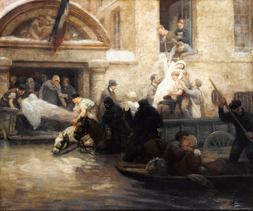 Sauvetage des malades de l’hôpital de la charité, durant l’inondation de 1910
