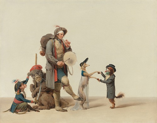‘la Pièce Curieuse’; An Animal Trainer With Dancing Dogs, A Bear And Monkey