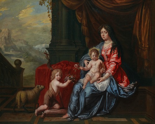 Portrait Of A Lady In The Guise Of The Madonna With A Child, Beside Them The Infant Saint John The Baptist