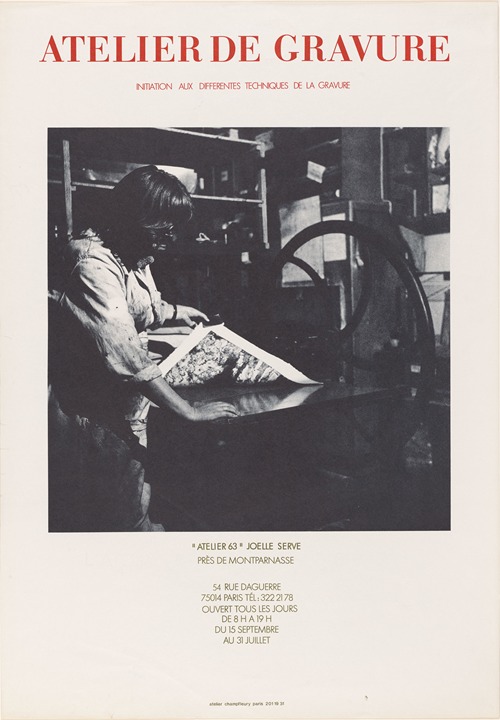 Affiche van drukkerij ‘Atelier 63’ te Parijs