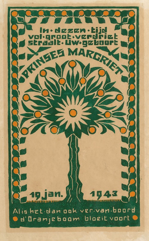 Gedenkprent bij de geboorte van prinses Margriet, 19 januari 1943