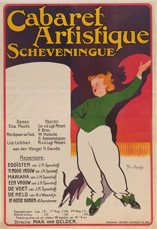 Affiche voor opvoeringen bij het Cabaret Artistique te Scheveningen, onder directie van Max van Gelder
